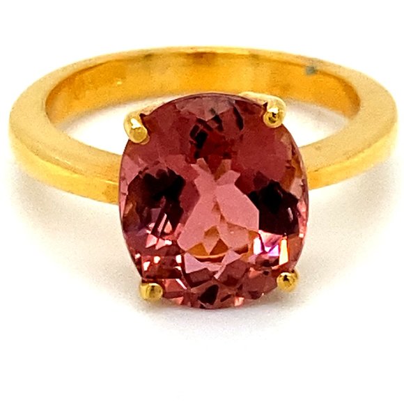 Pink Tourmaline 3.60ct Solid 22K Gold Ring - Picture 1 of 6